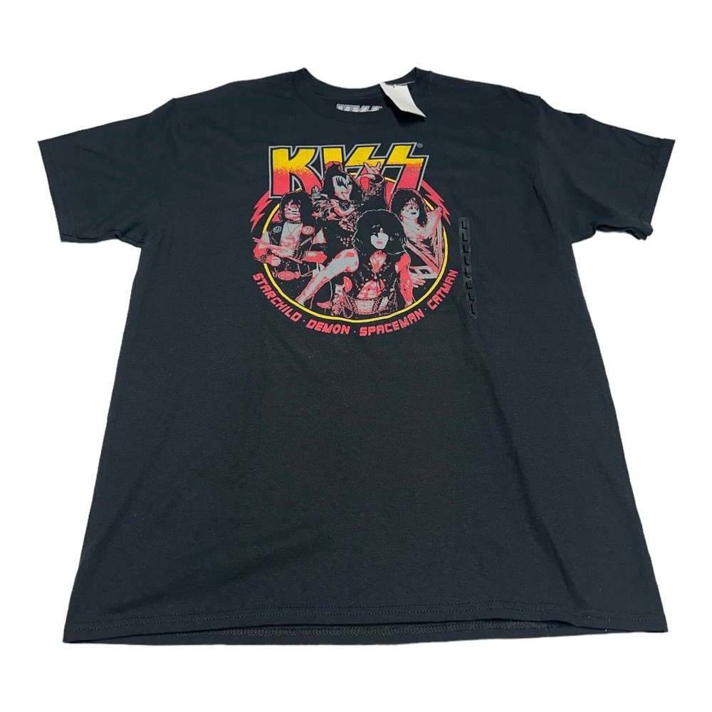 KISS T-Shirt Men's‎ Sz L Black Band Tee Shirt Starchild Demon Spaceman Catman